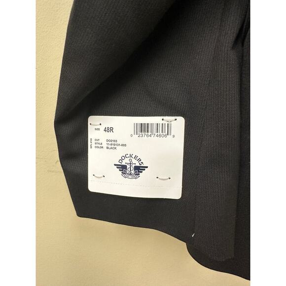 Dockers NWT Men's Black Two Button Notch Lapel Lined Blazer Jacket Size 48R FLAW - Picture 4 of 16